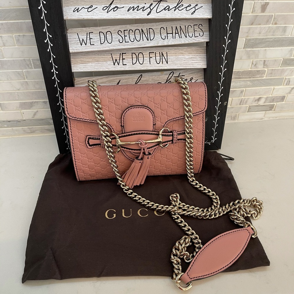 ❌SOLD❌GUCCI Microguccissima Mini Emily Shoulder Bag Pink - Picture 1 of 9